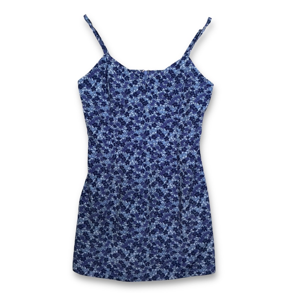 VTG Express Blue Floral Print Spaghetti Strap Romper Women's Size 9/10 - Picture 1 of 9